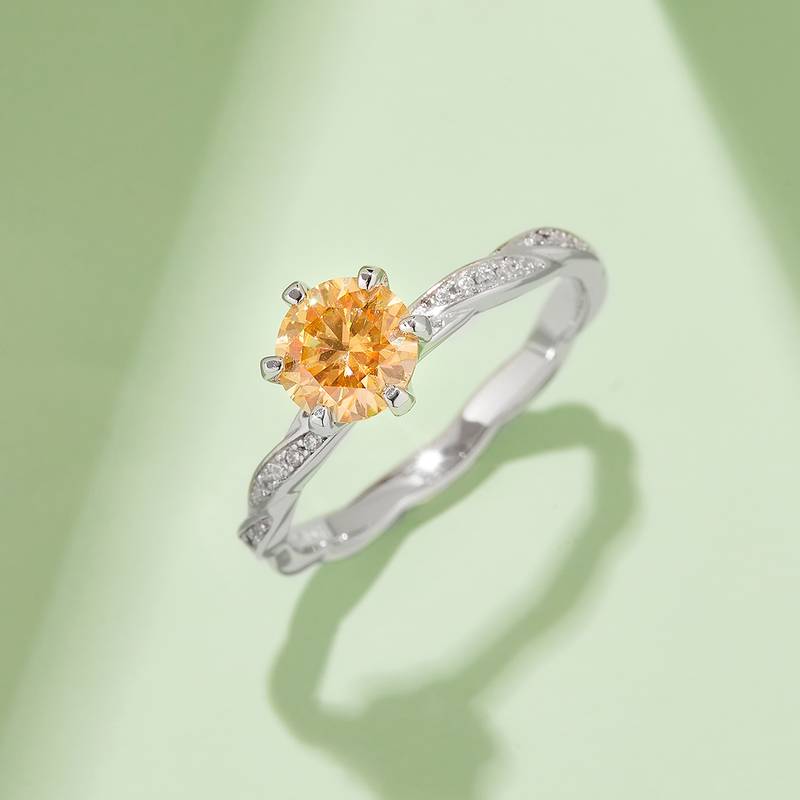 绕指柔S925银镀白金MoissaniteWomen's Ring1ctD级